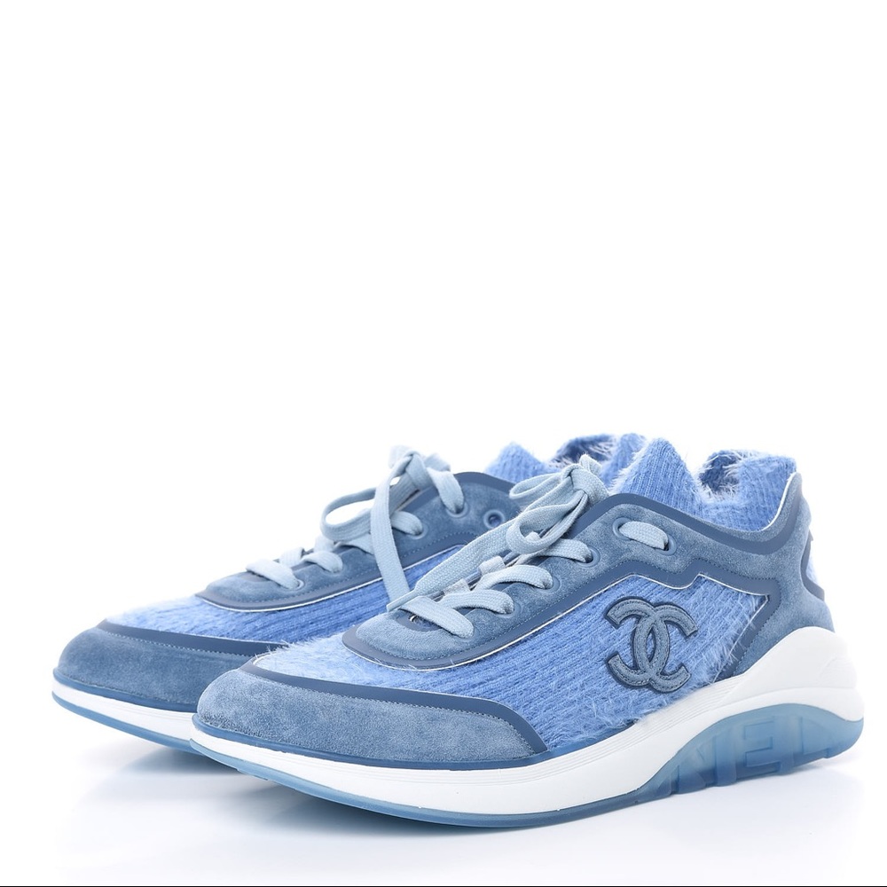 Chanel Suede Calfskin Stretch Fabric CC Sneakers - Picture 3 of 14